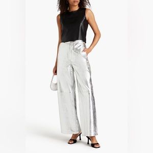 Luma metallic pebbled- silver authentic leather pants